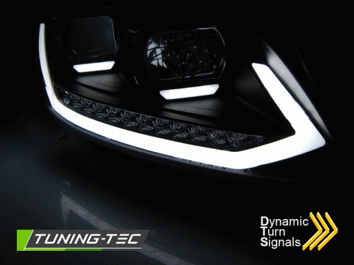 Přední dynamická světla Tube Light s LED denními světly VW Touran II černá