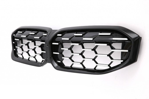 Maska-ledvinky pro BMW 3 G20/G21 LCI - plástve, černý lesk/chrom
