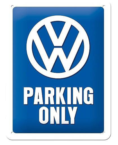 Retro cedule Volkswagen Parking Only 15x20cm, modrá