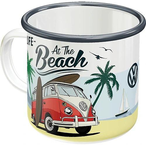 Retro Plechový Hrnek - Volkswagen - At The Beach