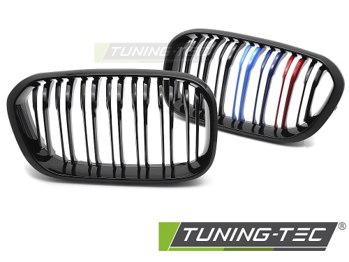 Maska-ledvinky pro BMW F20 / F21 LCI Facelift, černý lesk s trikolórou