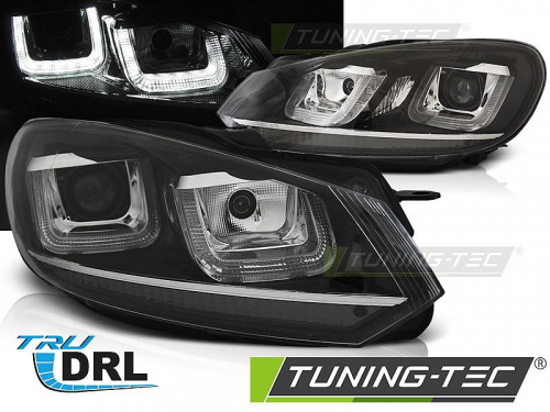 Přední LED světla černá U-type chrom line Volkswagen Golf VI