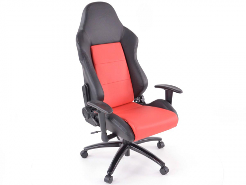 Sportovní sedačka - kancelářská židle, koženková, černo-červená