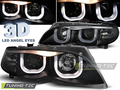 Přední světla angel eyes 3D BMW E46 sedan/touring černá