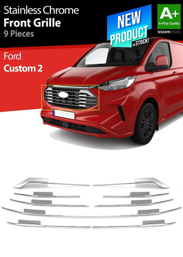 Nerez - chrom dekory přední masky Ford Transit Custom II