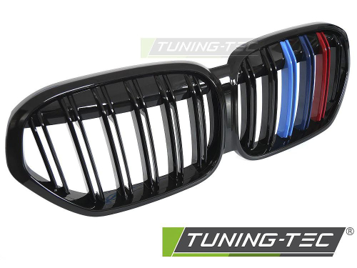 Maska-ledvinky pro BMW X1 F48 LCI, černý lesk s trikolórou