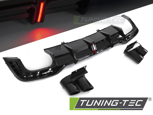Difuzor zadního nárazníku Audi A5 F5 včetně třetího - středového brzdového LED světla v černém lesklém provedení