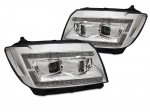 Přední světla TUBE LIGHT Volkswagen Crafter II, sekvenční blinkr, denní svícení - chrom