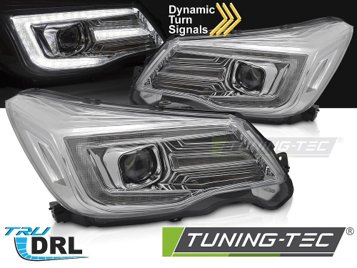 Přední LED světla s denním svícením a dynamickým blinkrem Subaru Forester IV - provedení chrom