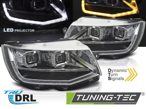 Přední LED světla s dynamickým blinkrem a denním svícením Volkswagen T6 - provedení chrom