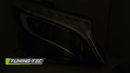 Přední LED světla s dynamickým blinkrem a denním svícením pro Mercedes V-Class / Vito W447, černé provedení