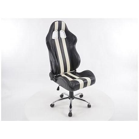 Sportovní sedačka - kancelářská židle, koženková, bílo-černá