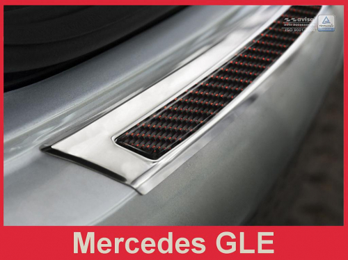 Kryt prahu zadních dveří Mercedes GLE coupé - nerez / červený karbon