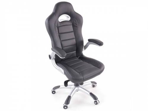 Sportovní sedačka - kancelářská židle, koženková, černá