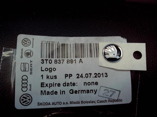 Samolepka nové logo Škoda do klíčů Originál