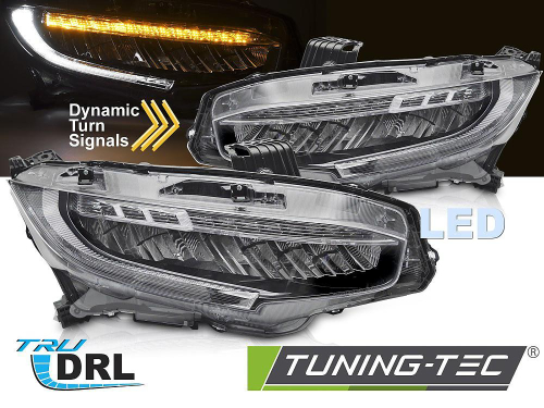 Přední LED světla s denním svícením a dynamickým blinkrem Honda Civic X - černé provedení