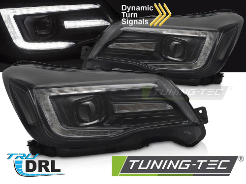 Přední LED světla s denním svícením a dynamickým blinkrem Subaru Forester IV - černé provedení
