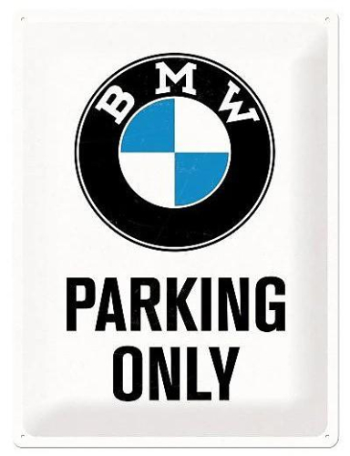 Retro cedule - BMW - Parking Only (bílá) 30x40cm