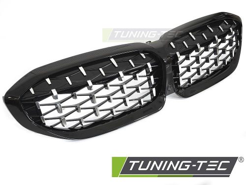 Maska-ledvinky pro BMW 3 G20/G21 - diamant, černý lesk/chrom