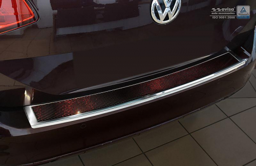 Kryt prahu zadních dveří Volkswagen Passat B8 VARIANT - nerez / červený karbon