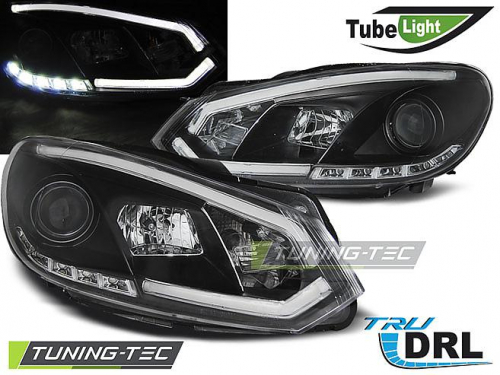 Přední světla s denním svícením TubeLights VW Golf VI černá