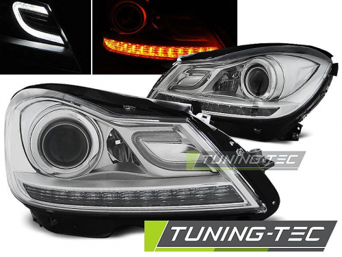 Přední světla LED TubeLights Mercedes-Benz C W204 chrom