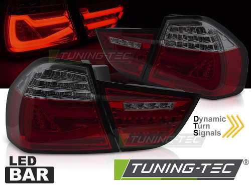 Zadní LED světla BMW E90 LCI (facelift) s dynamickým blikačem, červeno-kouřové provedení