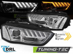 Přední světlomety Audi A4 B8, sekvenční blinkr, denní svícení - chrom