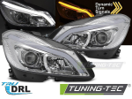 Přední LED světla s dynamickým blinkrem a denním svícením pro Mercedes C Class W204 - provedení chrom