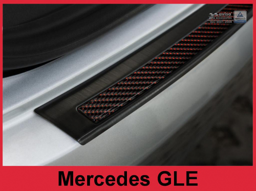 Kryt prahu zadních dveří Mercedes GLE coupé - nerez - černá / červený karbon