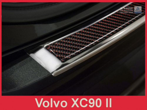 Kryt prahu zadních dveří Volvo XC90 - nerez / červený karbon
