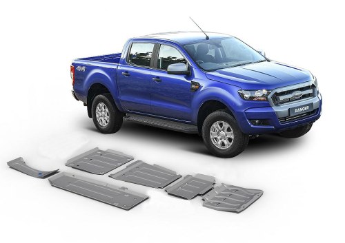 sada ALU krytů podvozku Ford Ranger PX - motor+radiátor, převodovka, rozdělovací převodovka a nádrž+AdBlue nádrž