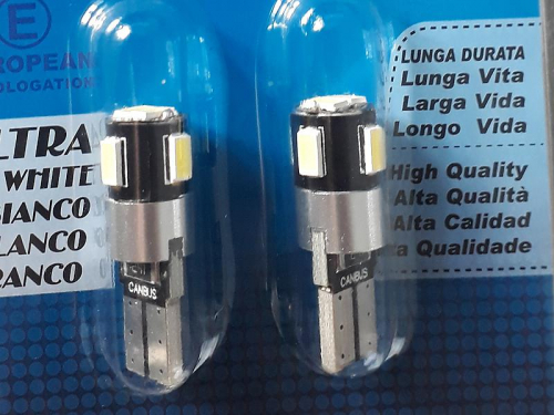 Žárovka 6 SMD LED 12V T10 s rezistorem CAN-BUS bílá