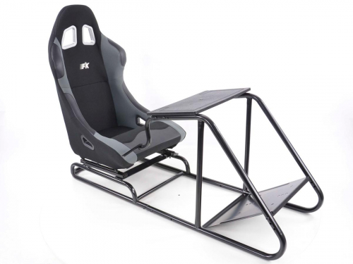 Sportovní sedačka + rám pro herní konzoli / volant, černo-šedá