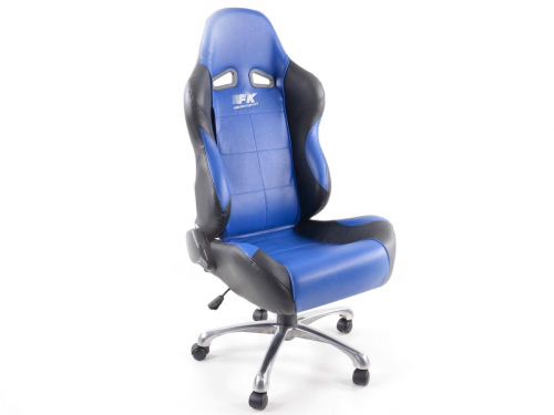 Sportovní sedačka - kancelářská židle, koženková, černo-modrá