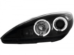 Přední světla černé Angel Eyes Peugeot 307