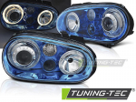 Přední světla Angel Eyes Volkswagen Golf IV - modré provedení