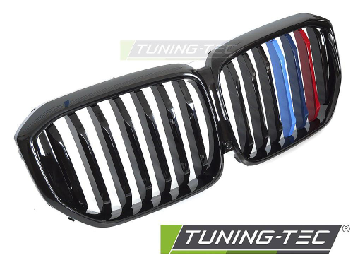 Maska-ledvinky pro BMW X5 G05 LCI Facelift, černý lesk s trikolórou