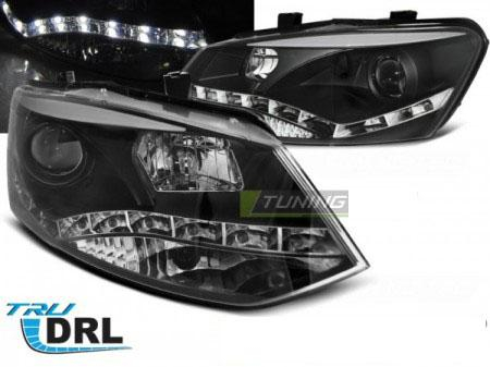 LED přední světla s denním svícením Volkswagen Polo 6R Černé