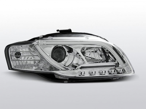 Přední světla s denním svícením TubeLight Audi A4 B7 - chrom