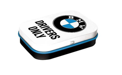 Plechová krabička s mentolkami Mint Box BMW - Drivers Only White