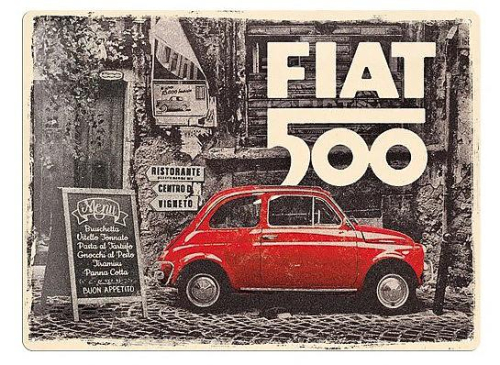 Retro cedule - Fiat 500 (retro) 30x40cm