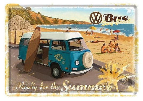 Retro pohlednice - Volkswagen - Bus Ready For The Summer 10x14,5cm