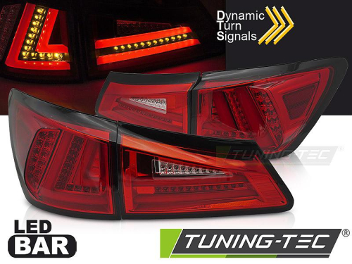 LED zadní světla s dynamickým blinkrem pro Lexus IS II - červeno-bílé provedení