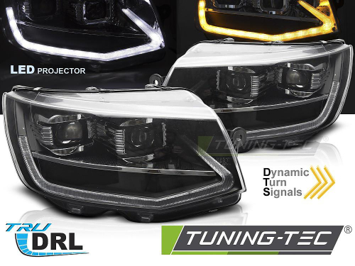 Přední LED světla s dynamickým blinkrem a denním svícením Volkswagen T6 - černé provedení