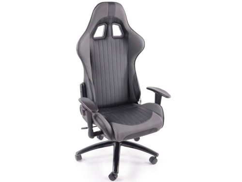 Sportovní sedačka - kancelářská židle, koženková, šedo-černá