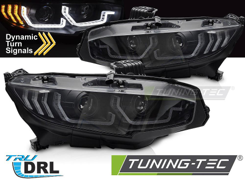 Přední LED světla s denním svícením a dynamickým blinkrem Honda Civic X - provedení chrom