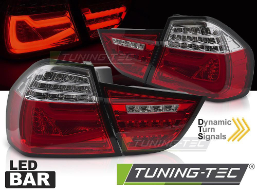 Zadní LED světla BMW E90 LCI (facelift) s dynamickým blikačem, červeno-bílé provedení